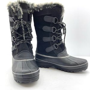 ❤️NWOT Khombu Women’s 6.5 Black Waterproof Rubber Fur Lined Winter Snow Boots